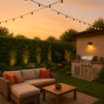 Beautiful outdoor living ideas combining lounge, kitchen, and garden in a stylish backyard setting