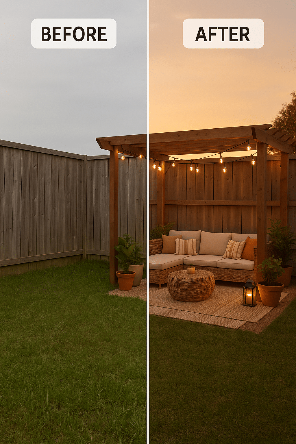 Before and after backyard pergola ideas transformation creating a stylish outdoor living space
