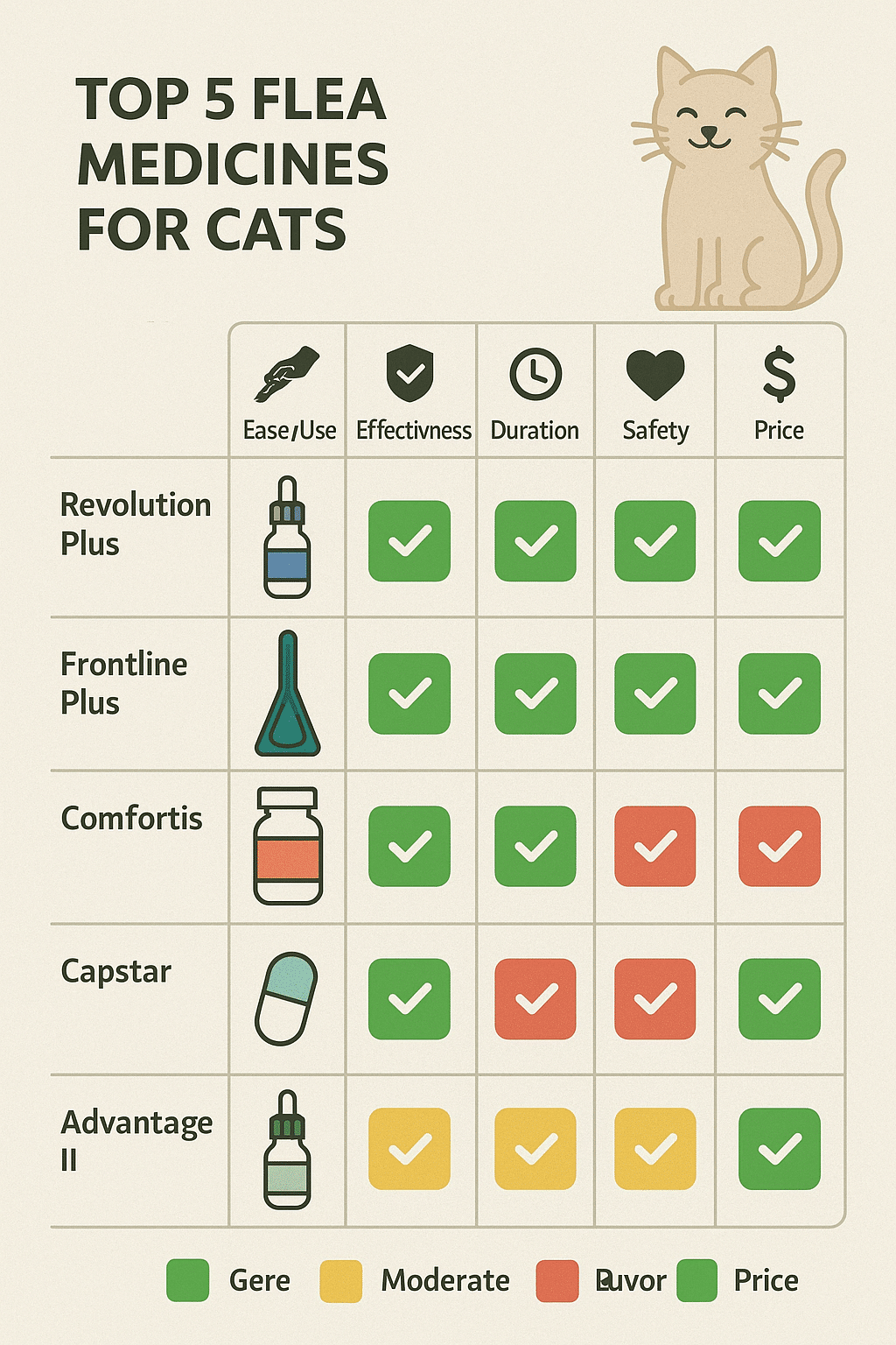 Best flea medicine for cats comparison chart showing effectiveness safety and usage