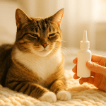 Best flea medicine for cats showing happy relaxed cat and caring owner