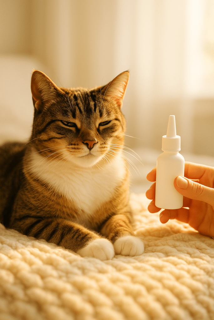 Best flea medicine for cats showing happy relaxed cat and caring owner