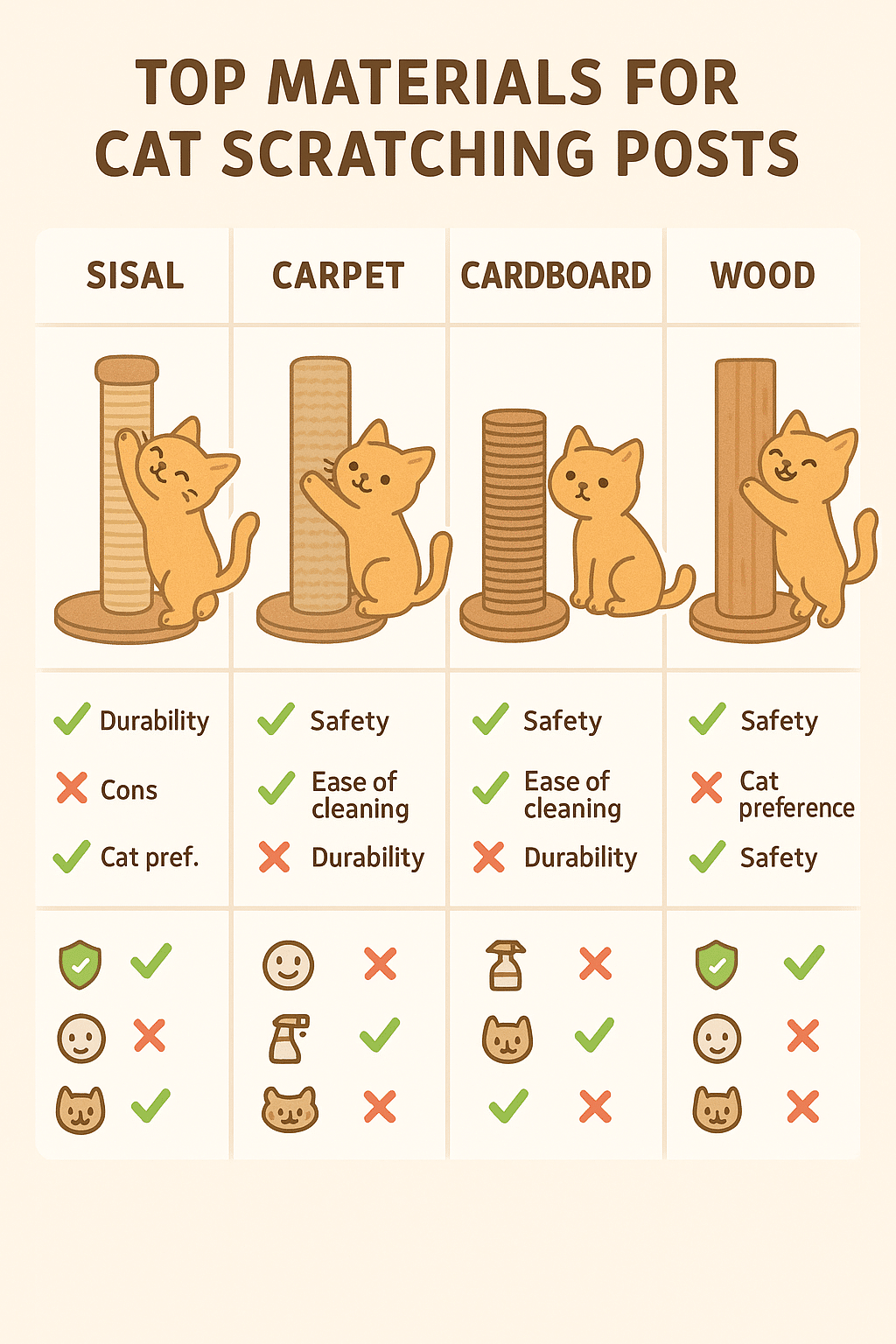 Cat scratching posts materials comparison for pet owners seeking care tips and product advice