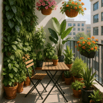 Creative and practical balcony garden ideas featuring lush plants and outdoor living elements on a modern balcony.