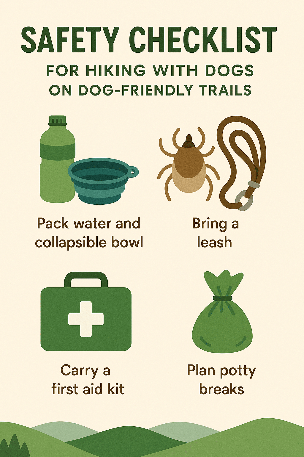 Dog friendly hiking trails safety checklist infographic for families preparing trips