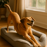 Dog resting comfortably on plush best dog beds sunlight cozy atmosphere