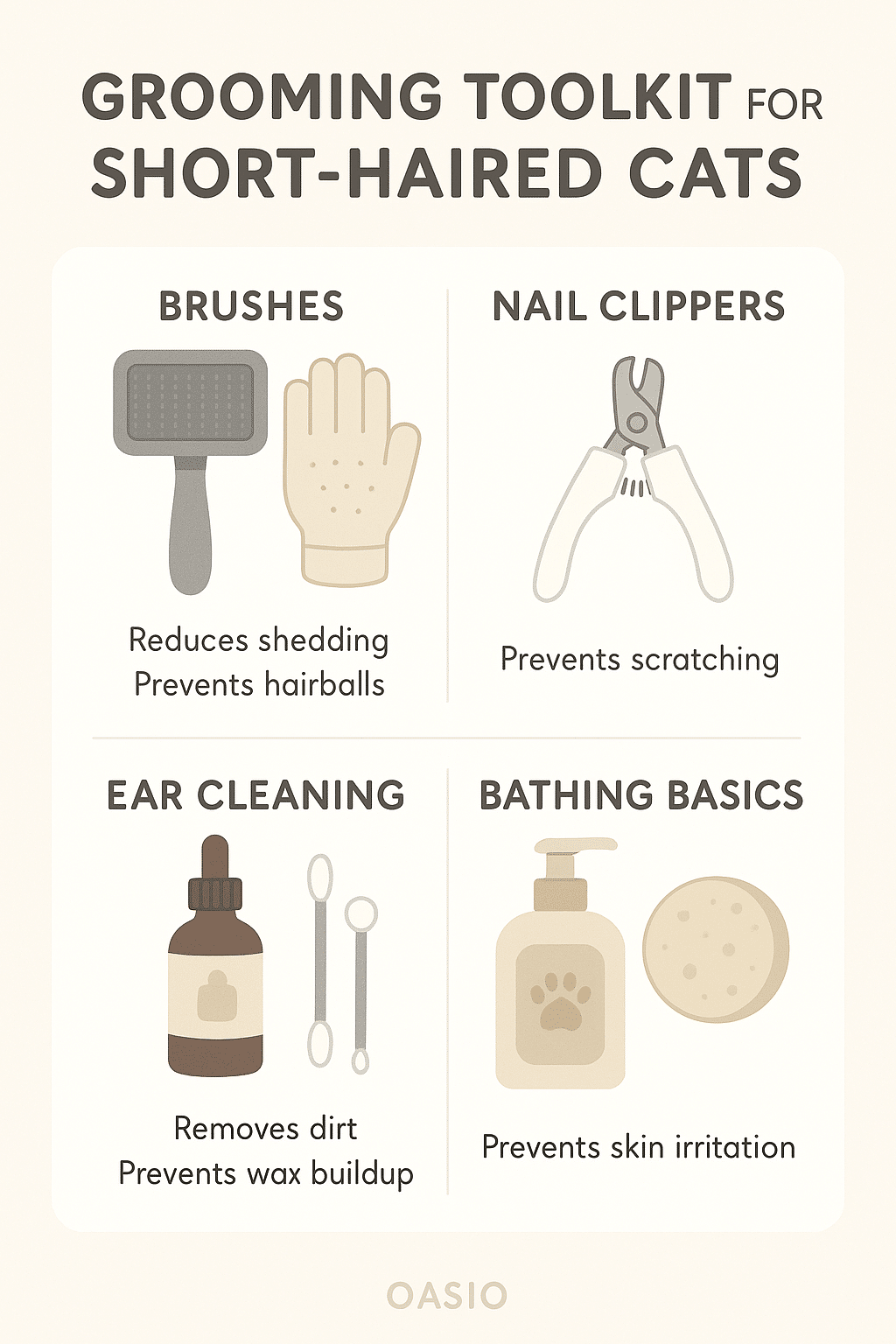 Grooming toolkit and tips for short haired cat breeds for pet owners and families