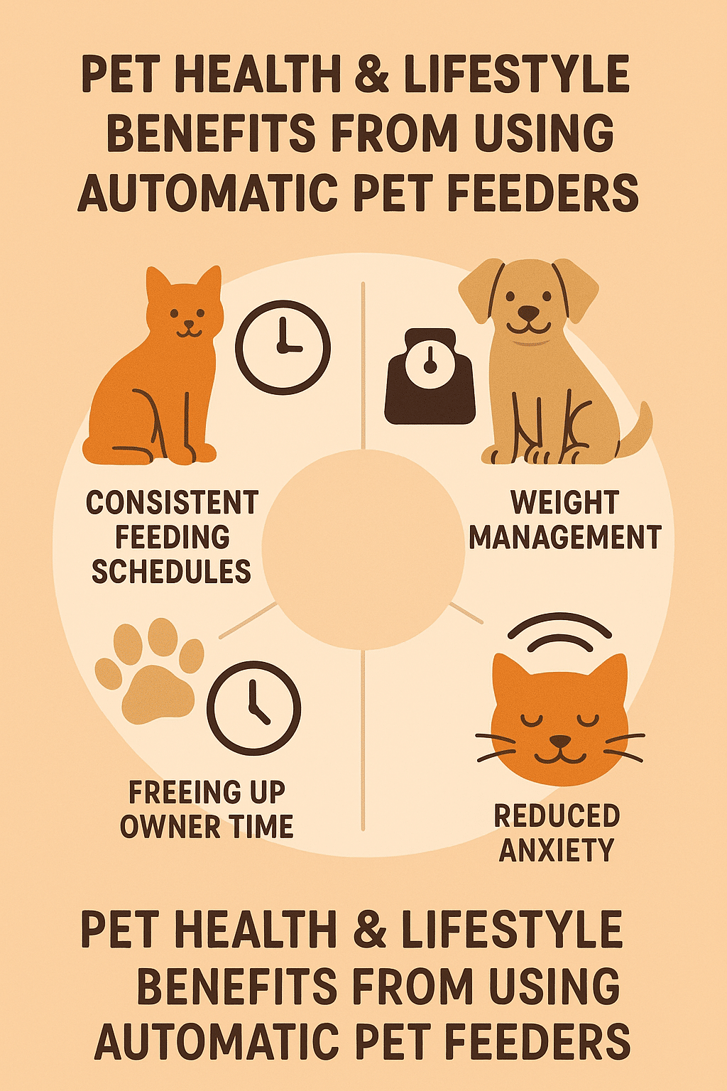 Infographic highlighting pet health benefits of automatic pet feeders for owners