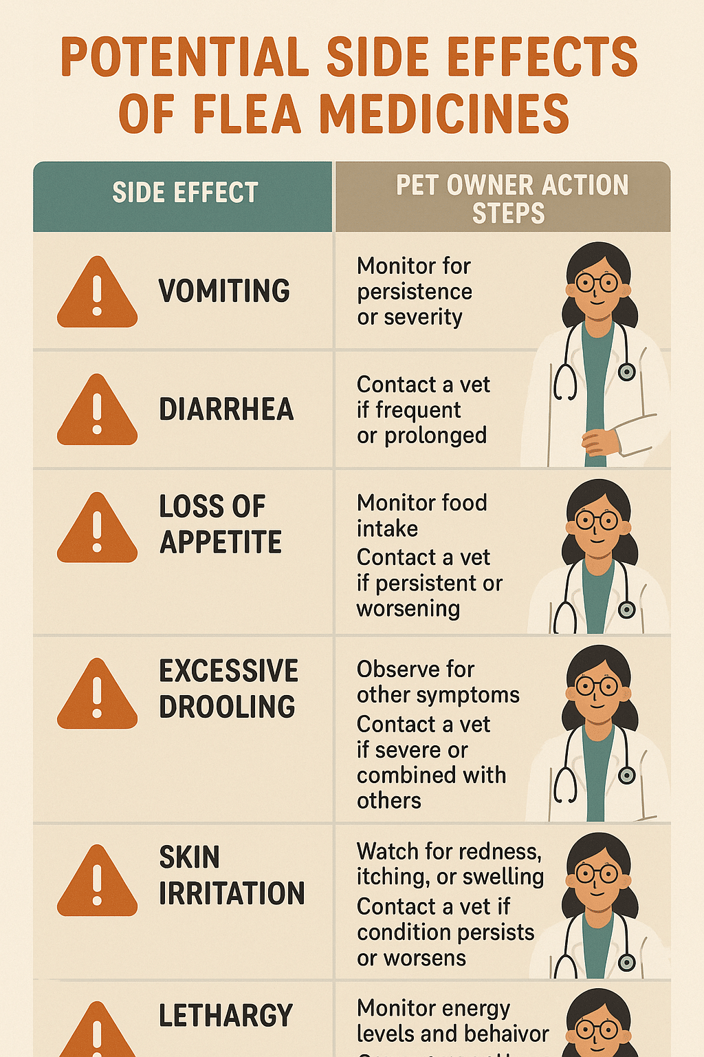 Infographic showing potential side effects and safety tips for best flea medicine for dogs