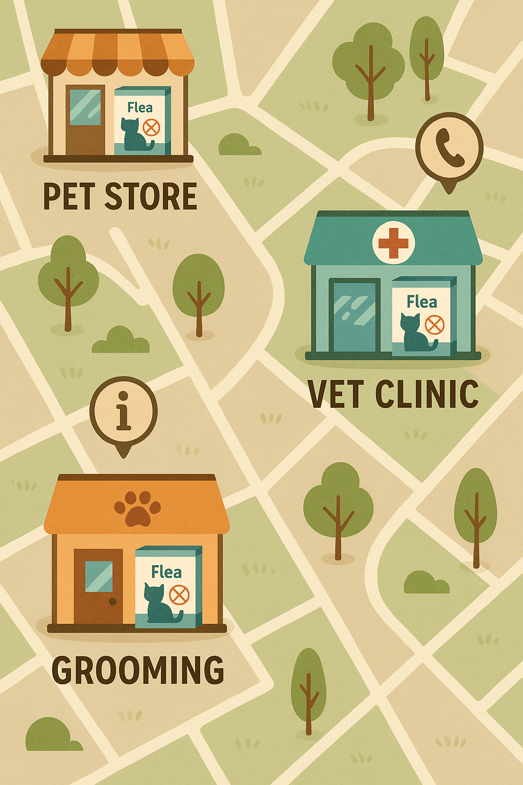 Local services for buying best flea medicine for cats and expert advice map