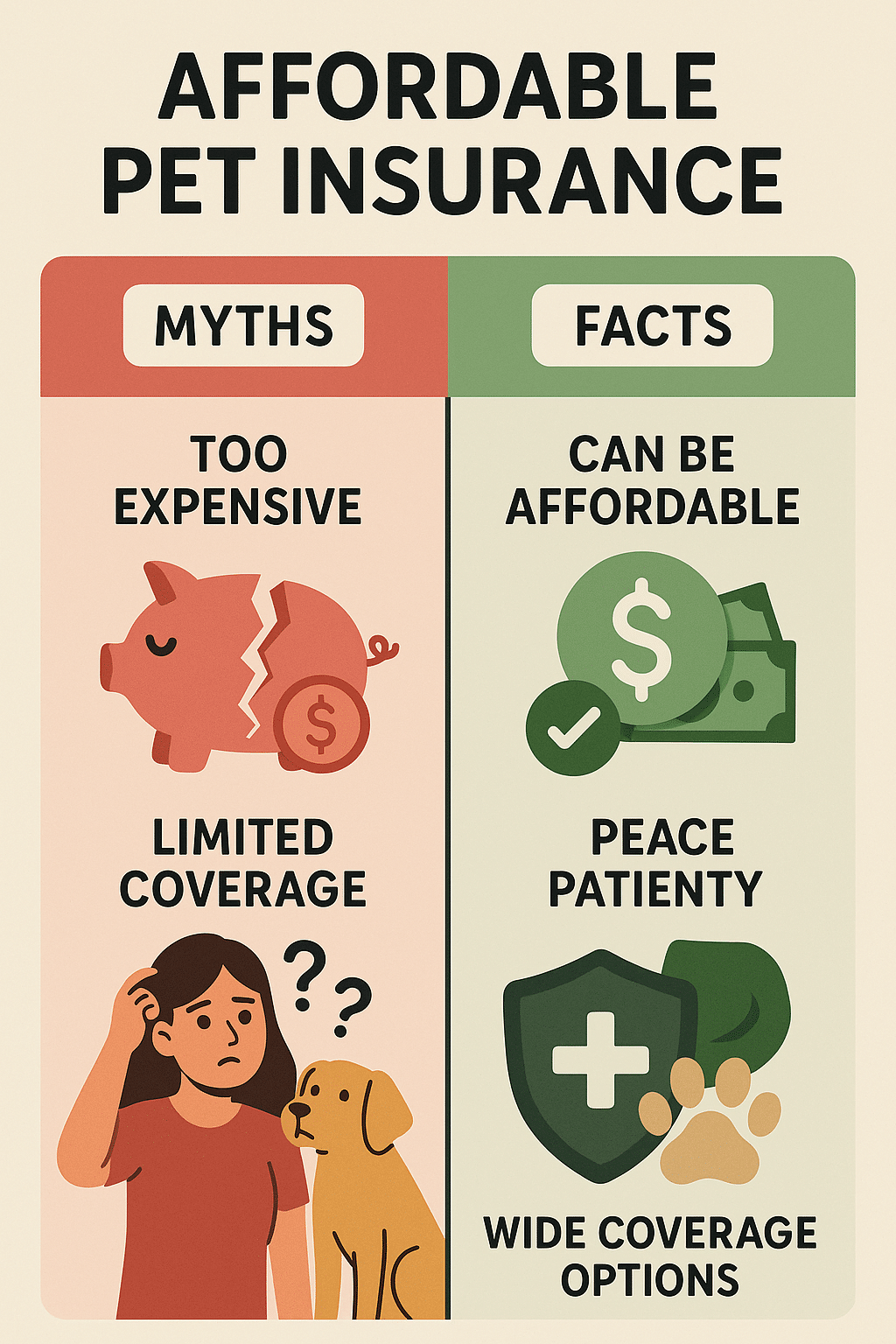 Myths and facts about affordable pet insurance clearly compared for pet owners
