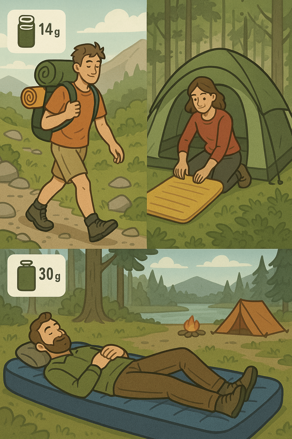 Outdoor enthusiasts using best camping mattresses in diverse natural settings