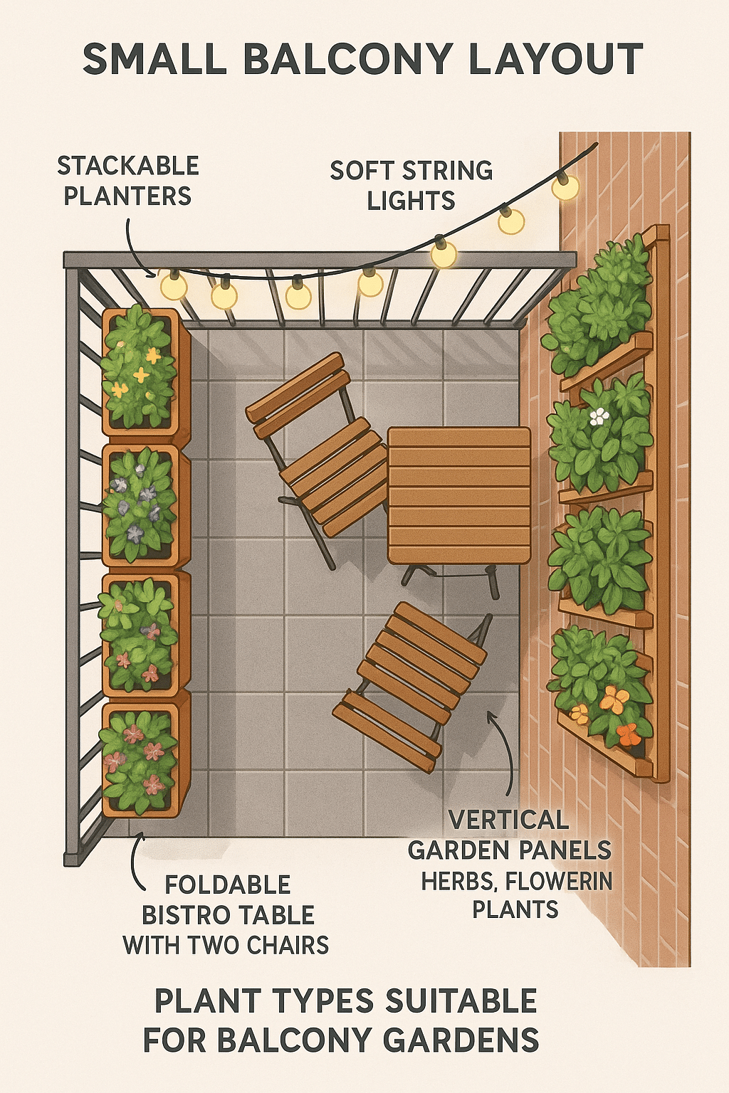 Space saving balcony garden ideas with modular planters vertical gardens and cozy seating arrangem