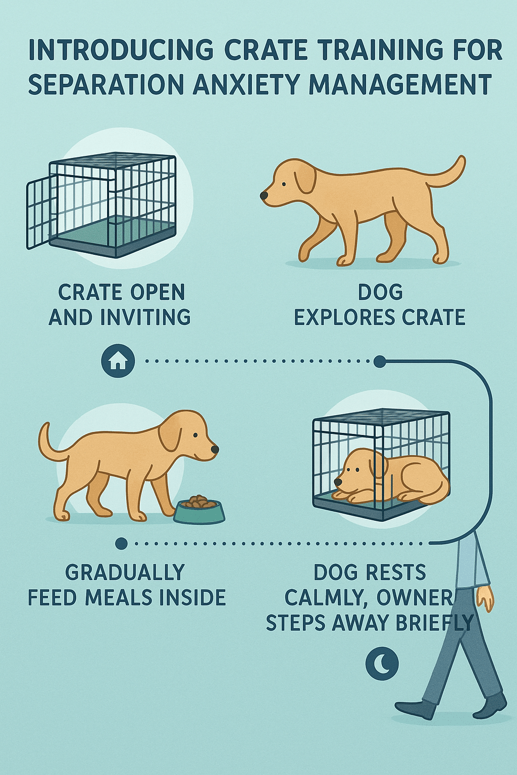 Timeline guide for crate training dogs to reduce separation anxiety in dogs