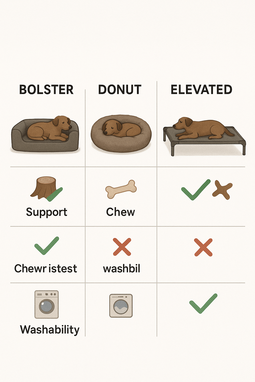Visual comparison of best dog beds types bolster donut elevated flat mats