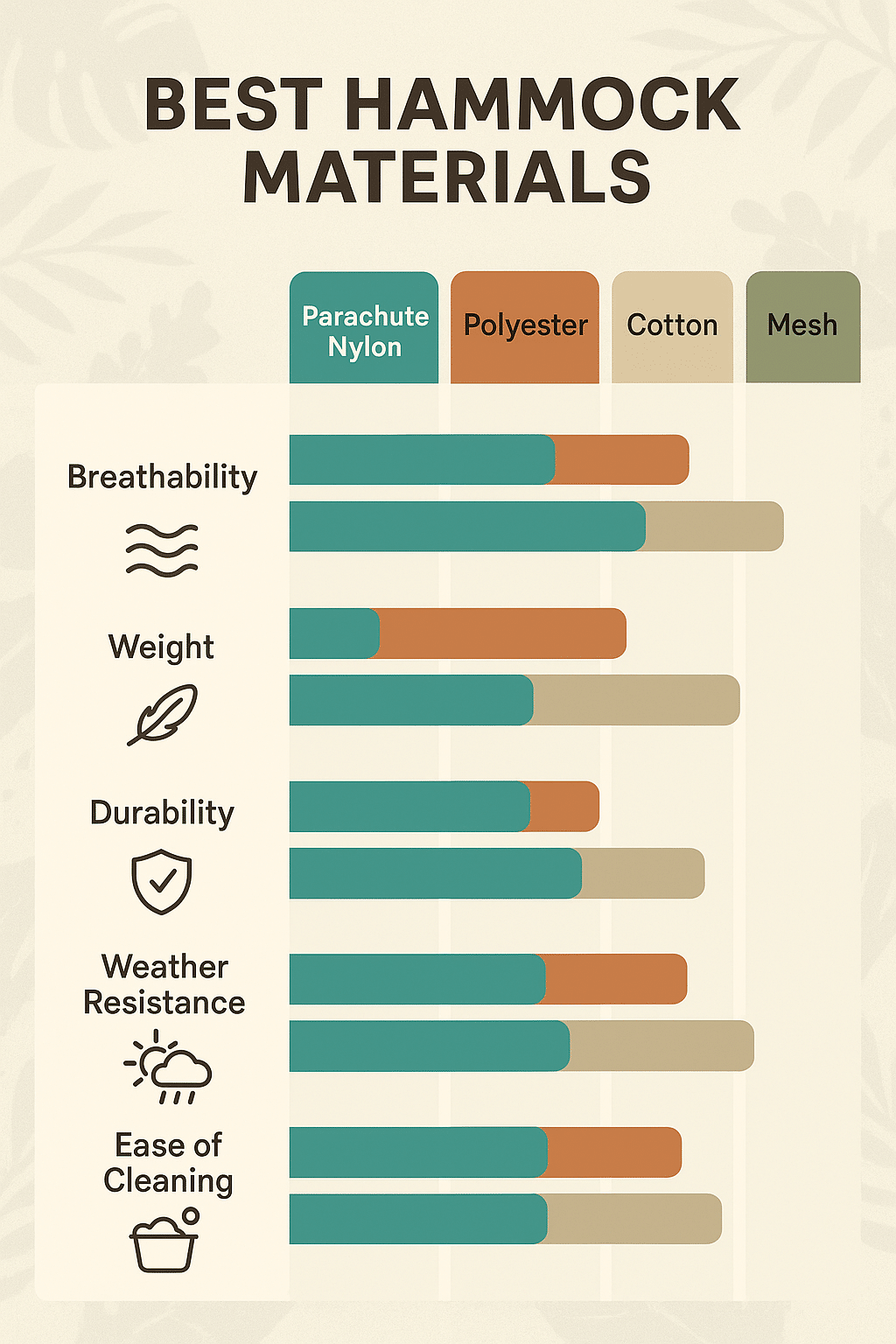 best hammocks for outdoors material comparison chart with pros and cons