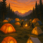 best tents for camping scenic campsite sunset with multiple tents and mountains