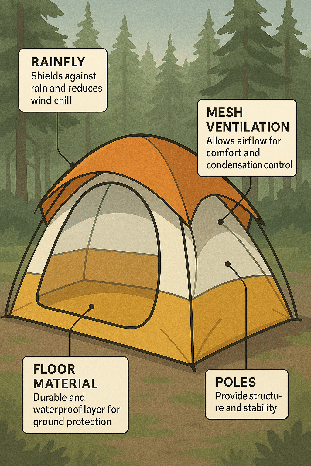 best tents for camping tent cross section showing rainfly poles ventilation and floor