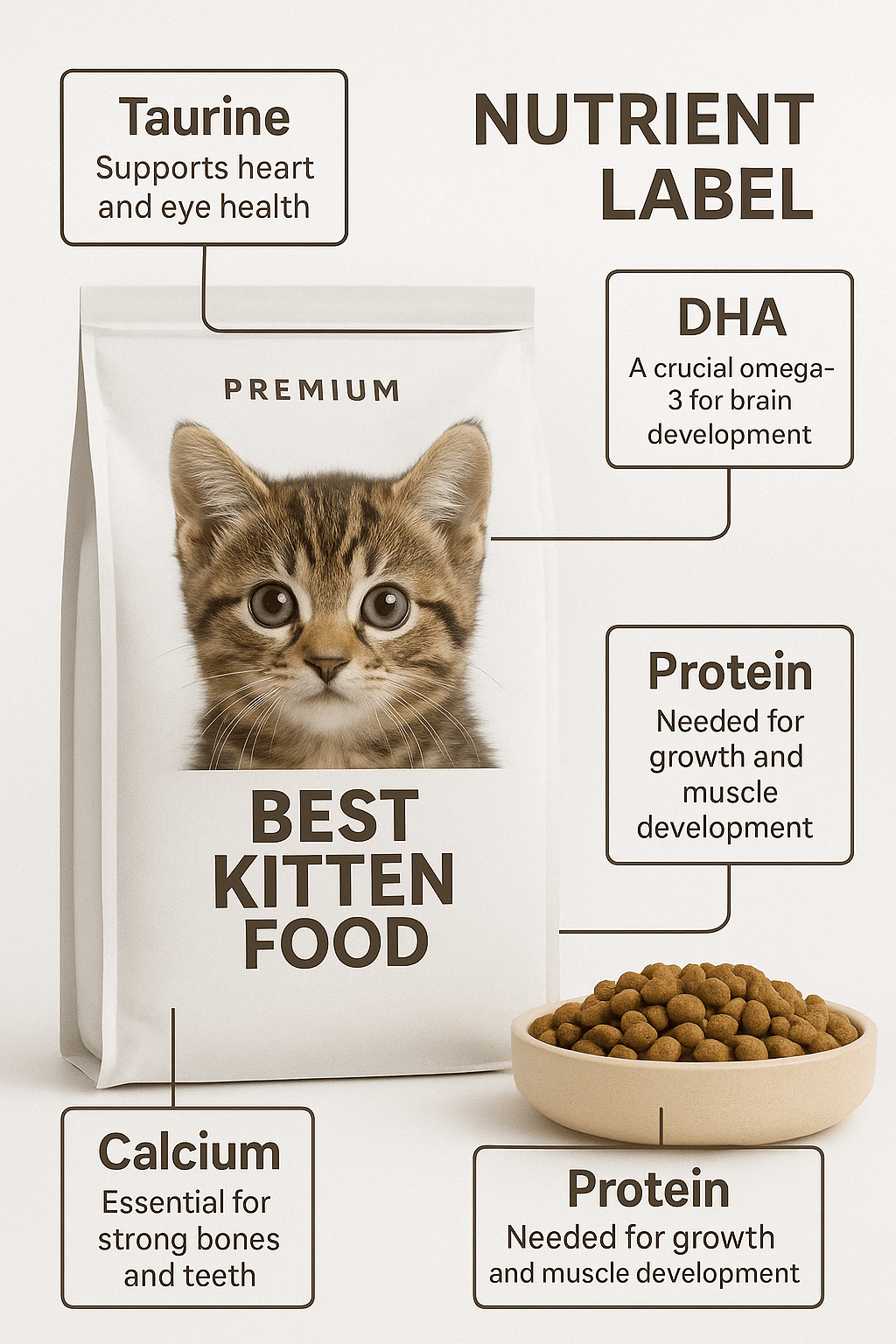 detailed breakdown of nutrient label on best kitten food package for kittens