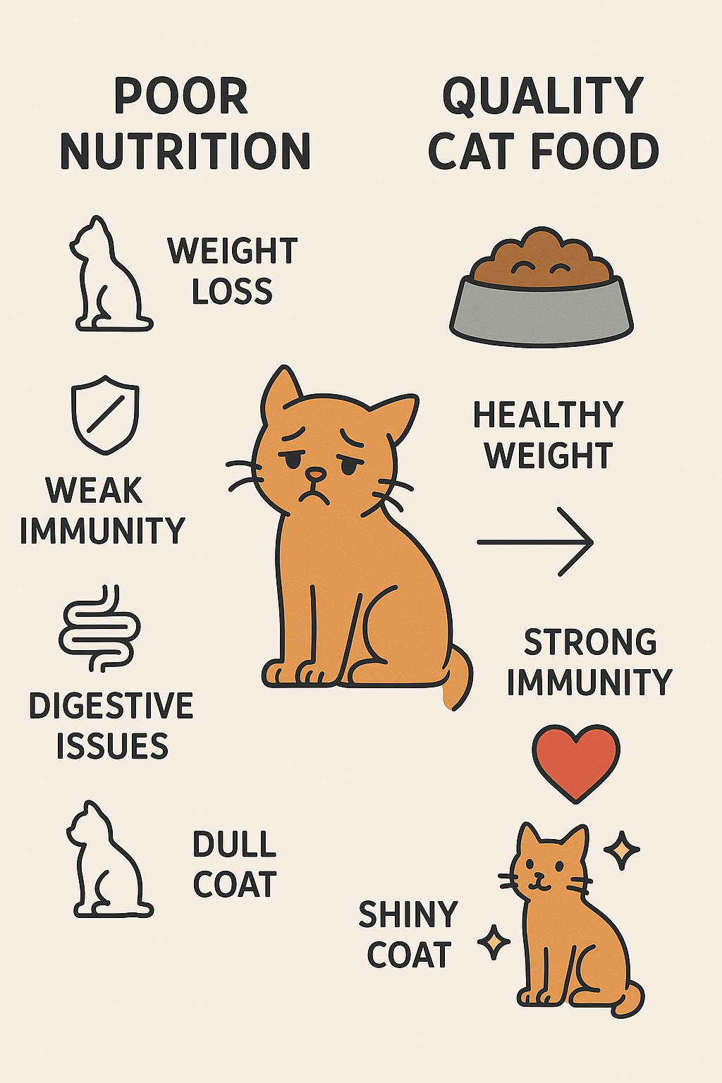 diagram showing cat health issues versus benefits of feeding best cat food