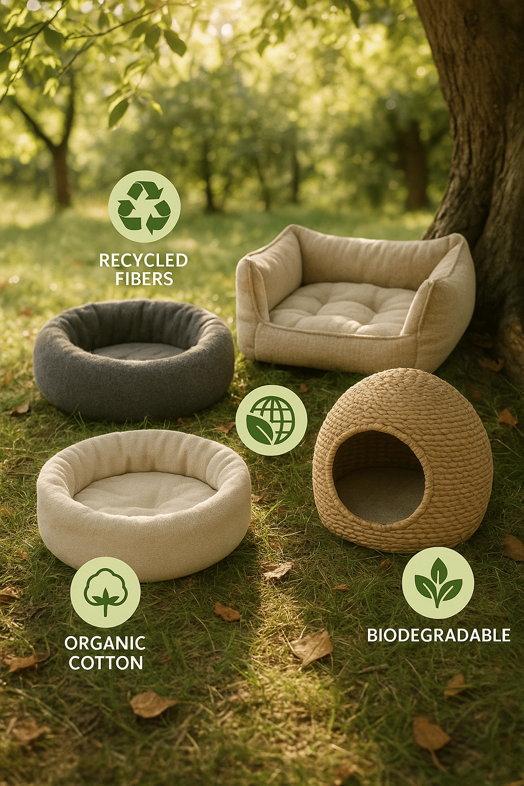 eco friendly best cat beds outdoors with natural sustainable materials displayed