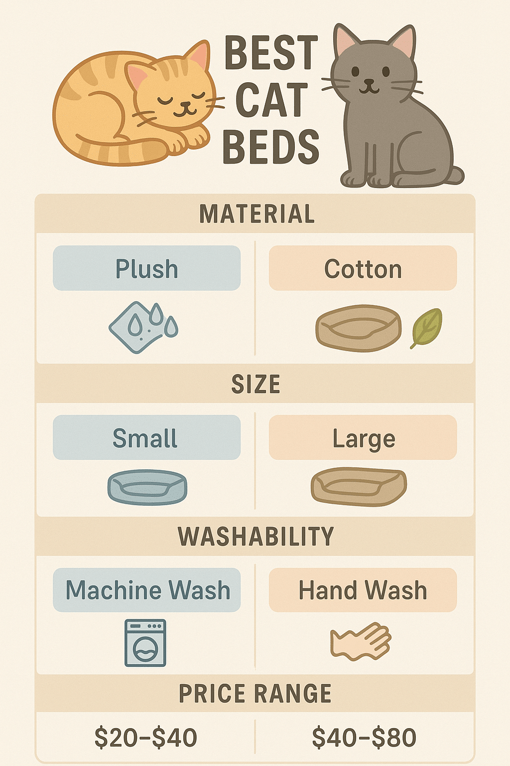 infographic comparing features of best cat beds for cats and owners
