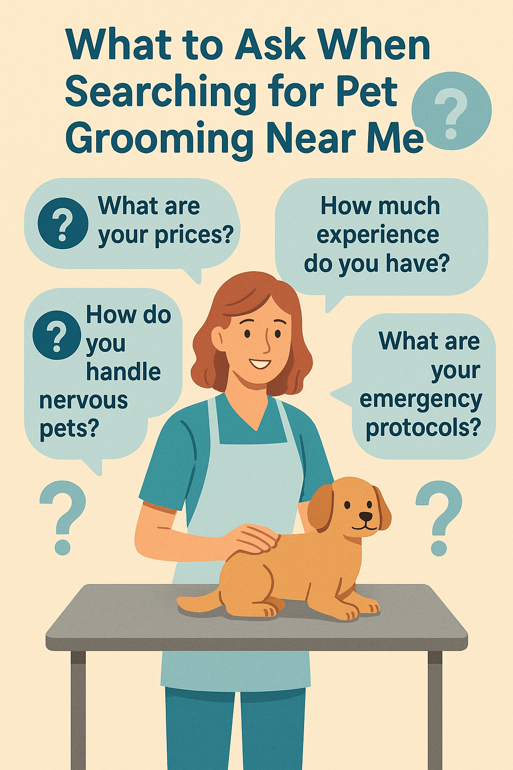 7 Essential Tips for Finding Reliable Pet Grooming Near Me 6 infographic showing common questions pet owners ask about pet grooming near me services