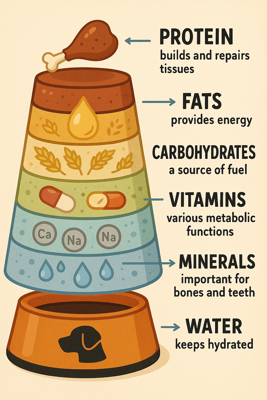 infographic showing essential nutrients in best dog food for dog health