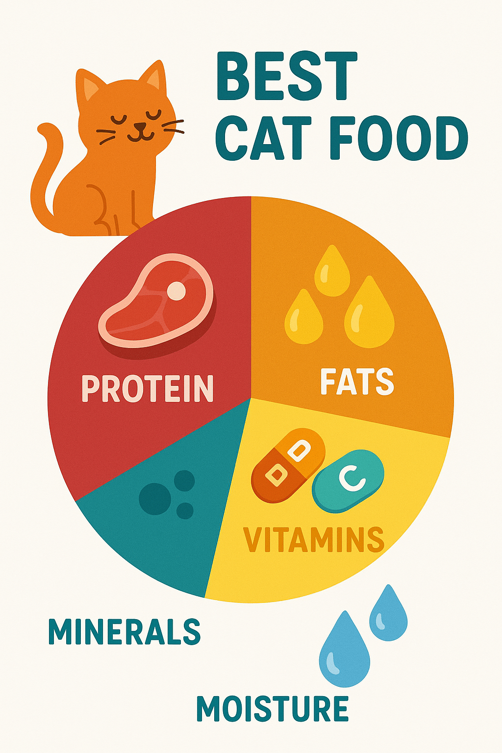 infographic showing nutritional components of best cat food with protein fats vitamins minerals and