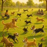 joyful scene of dogs and owners playing together in the best dog parks near me