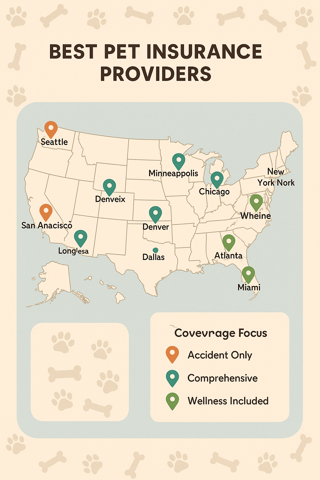 map showing best pet insurance providers by region for pet owners seeking cover