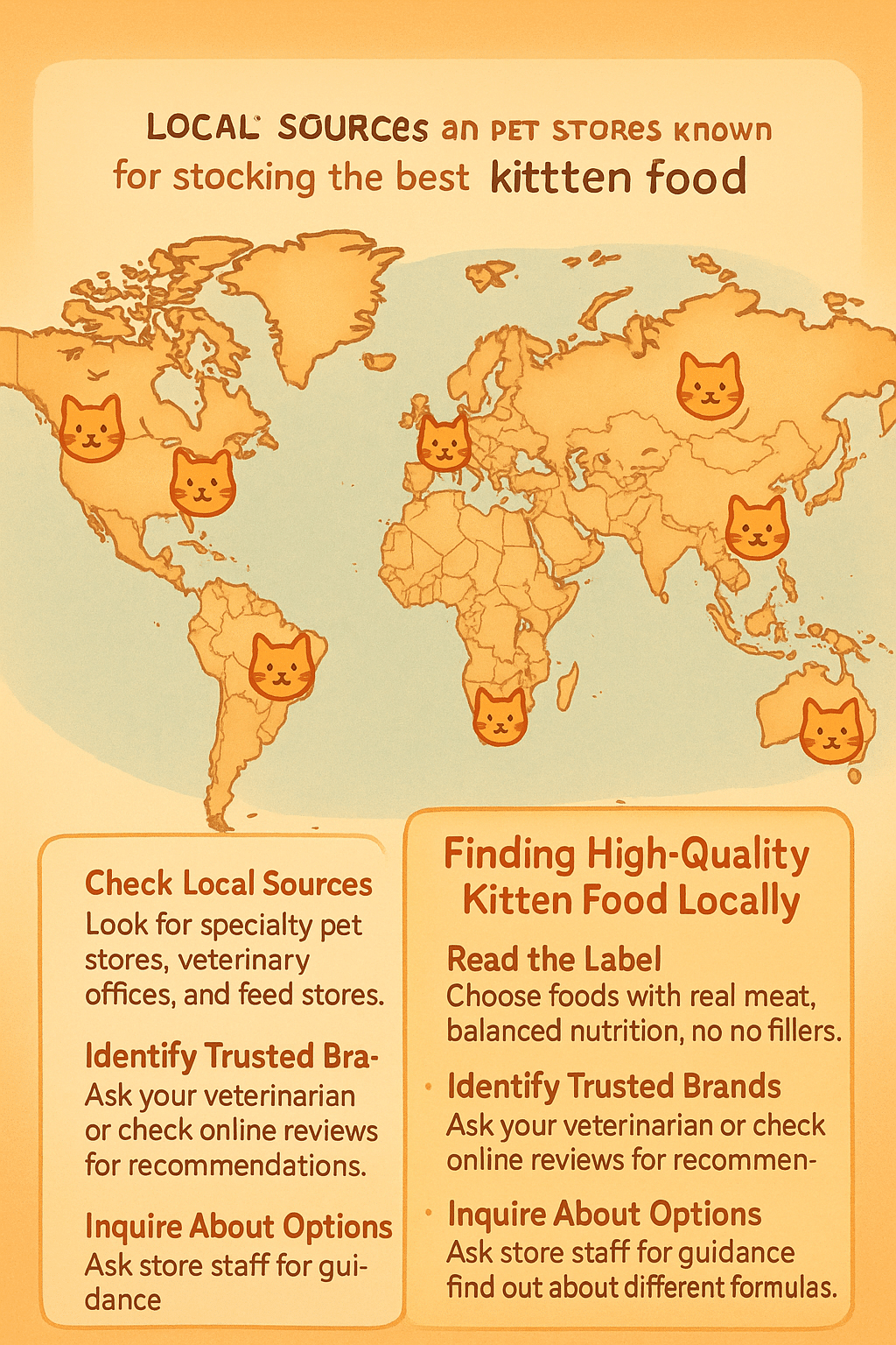 map showing local sources for best kitten food with tips for pet owners