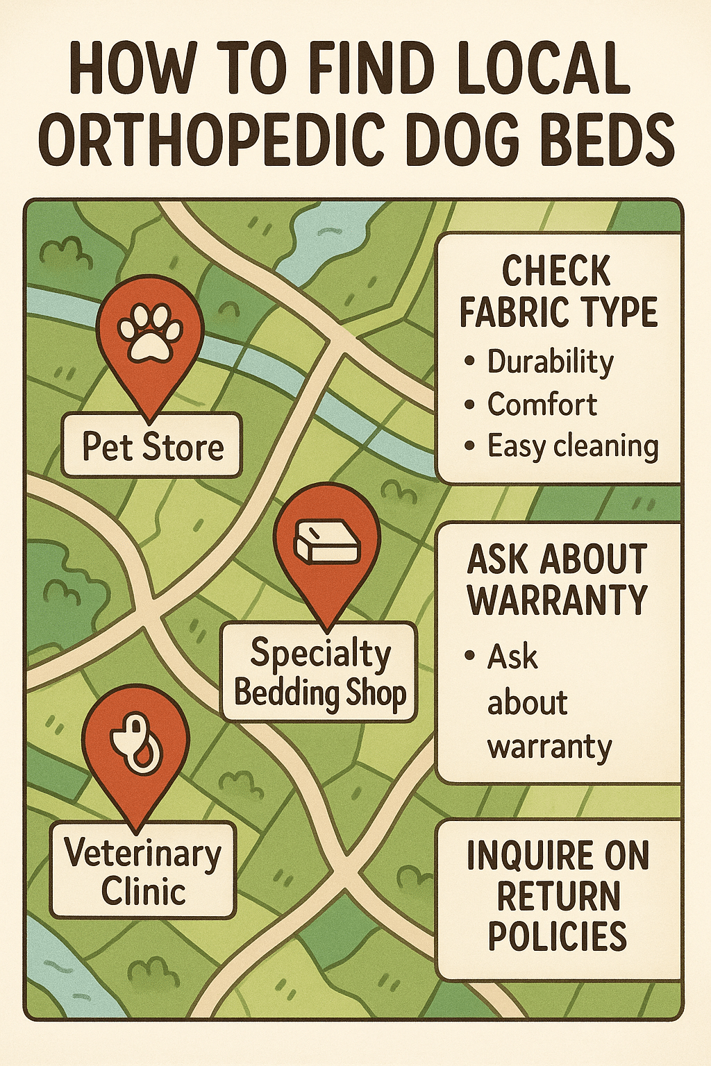 map with local orthopedic dog beds providers and tips for finding local pet bedding services