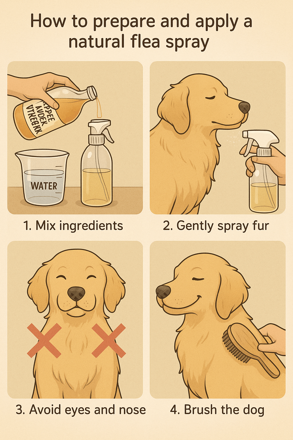 natural flea treatments step by step dog flea spray preparation and application