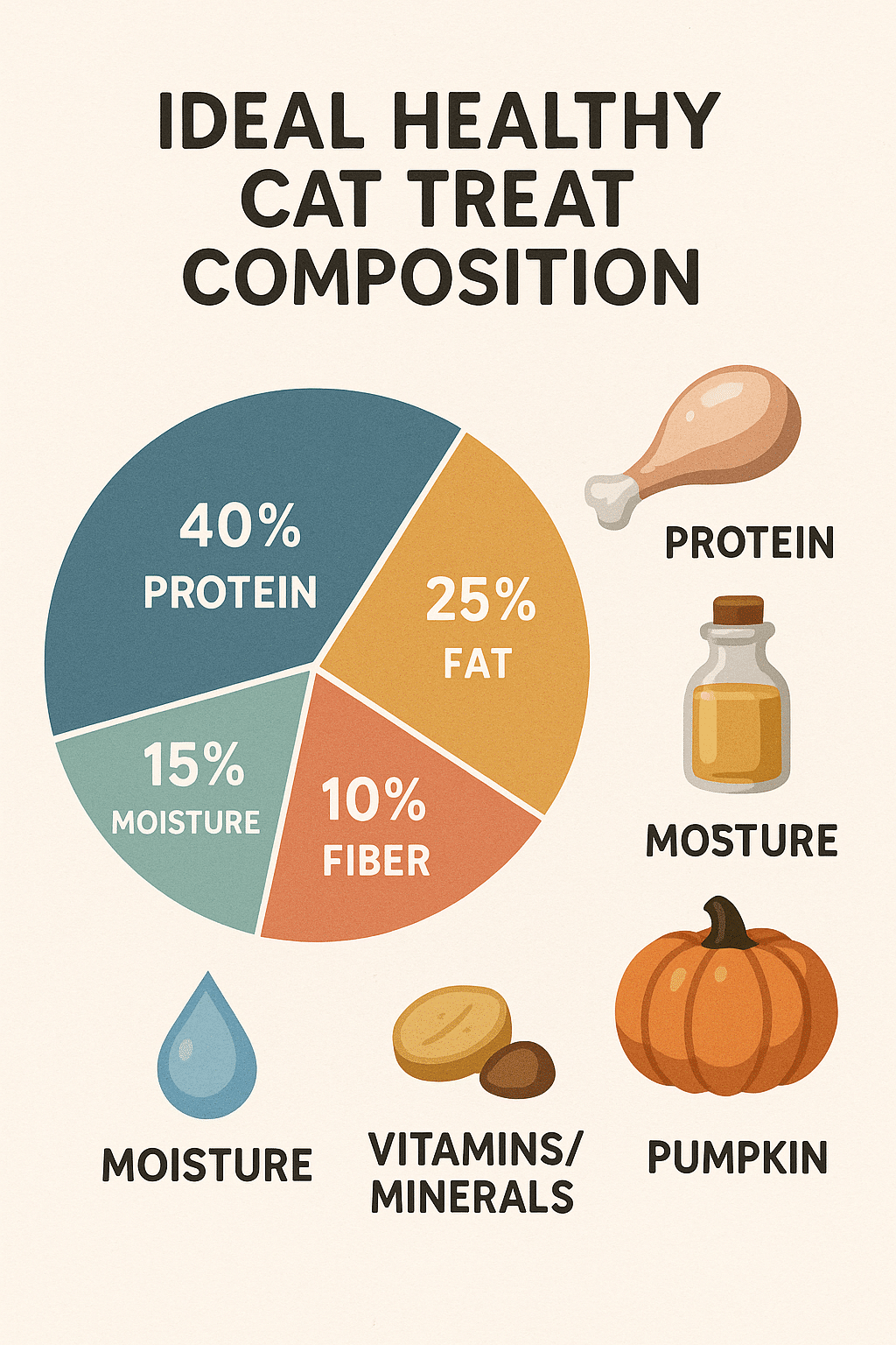 pie chart showing nutritional composition of healthy cat treats for cats