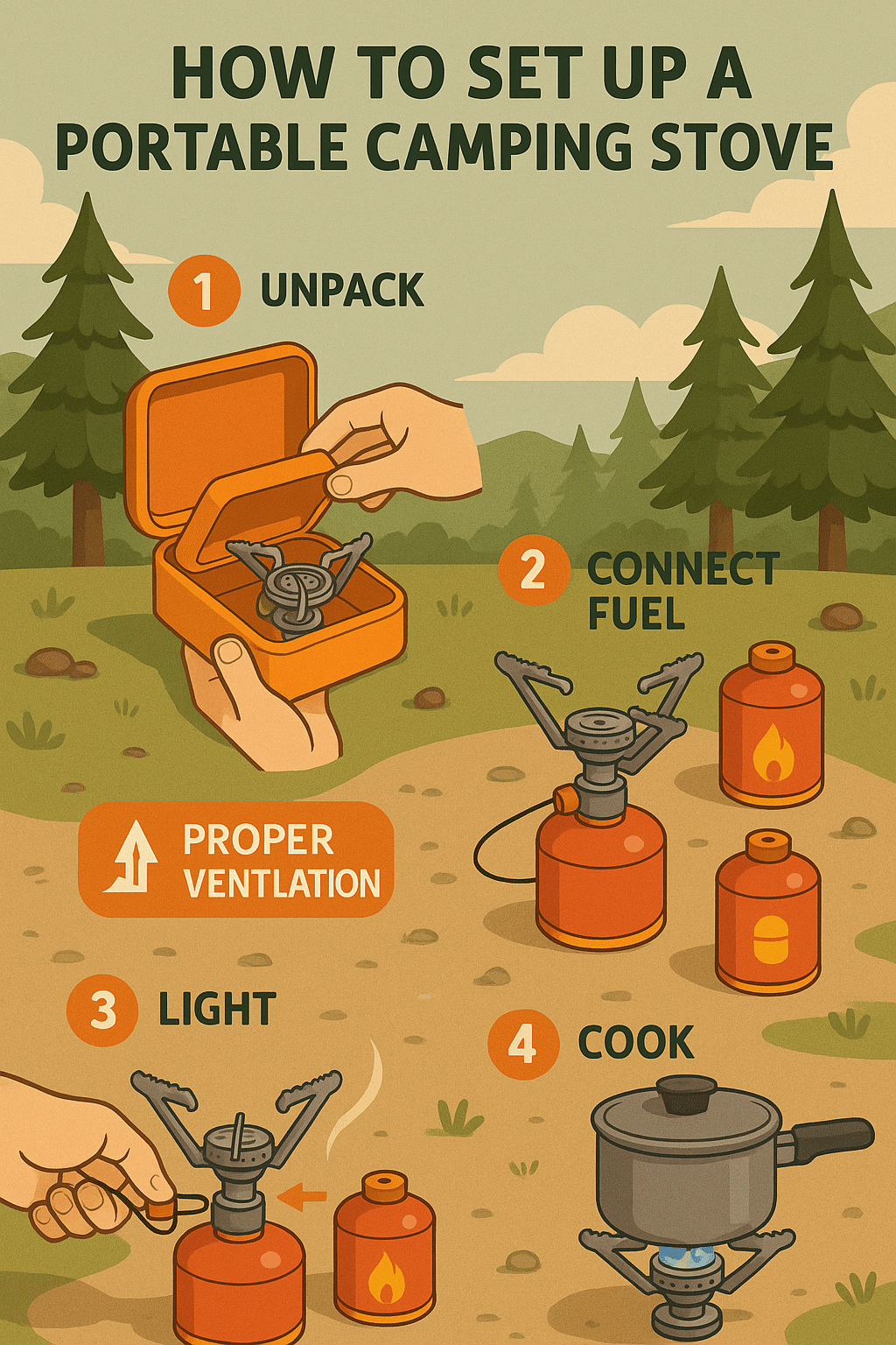 portable camping stove setup step by step guide for outdoor cooking safety