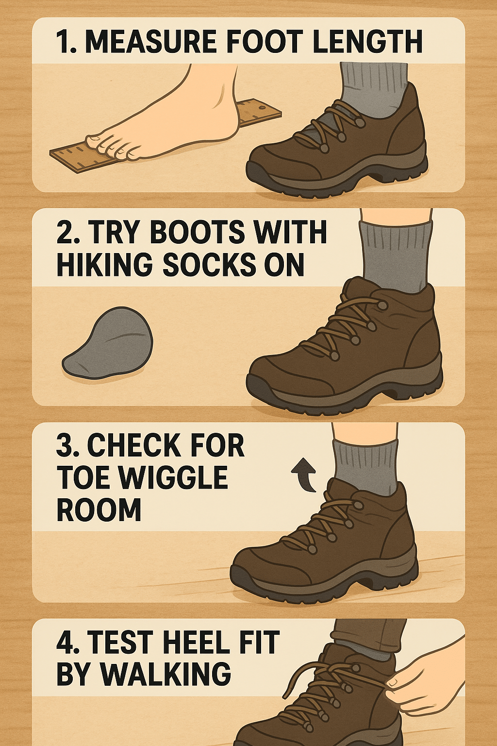 step by step guide to fitting best hiking boots with measuring lacing and fit testing