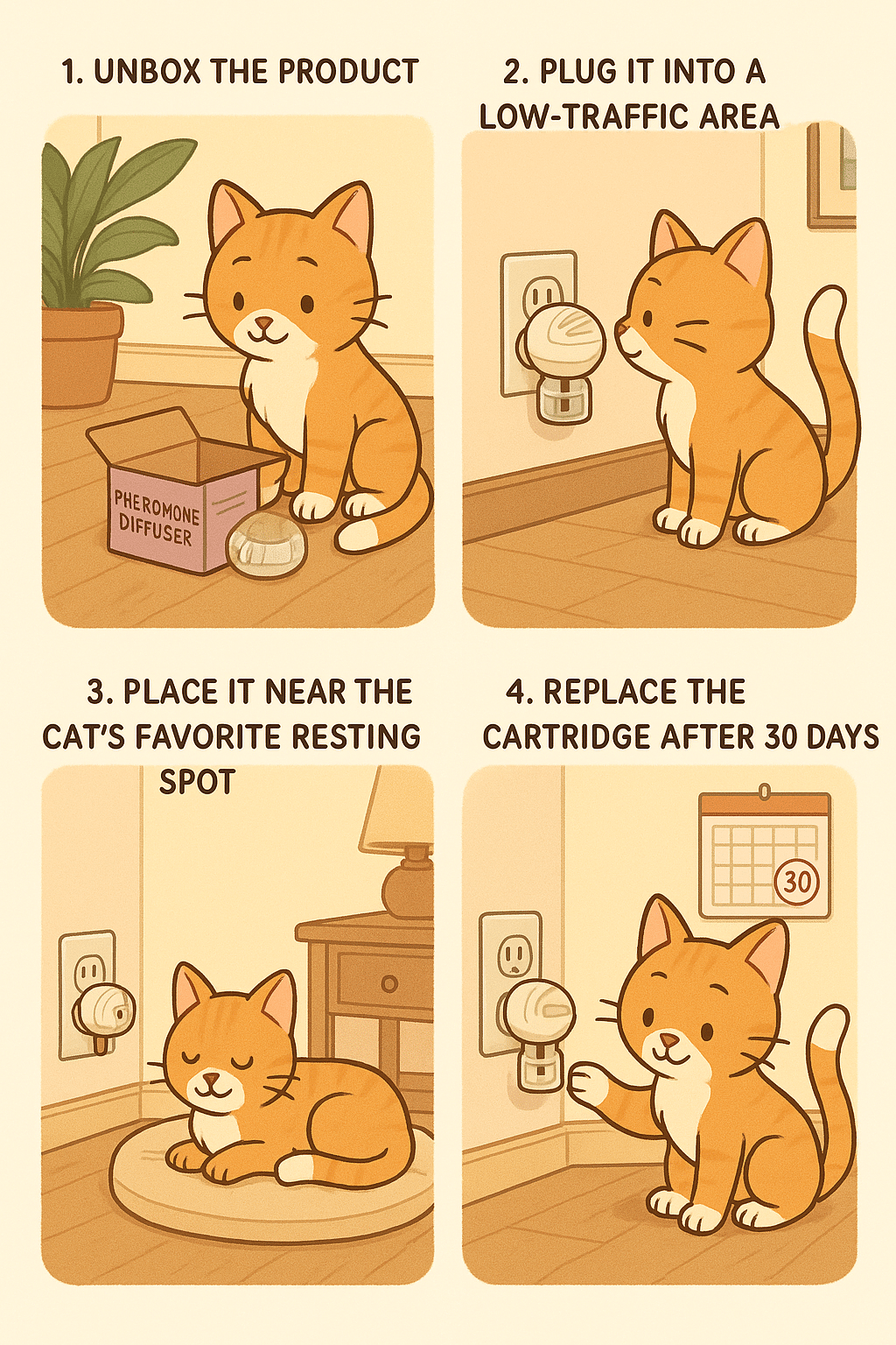 step by step guide using pheromone diffuser cat calming products at home