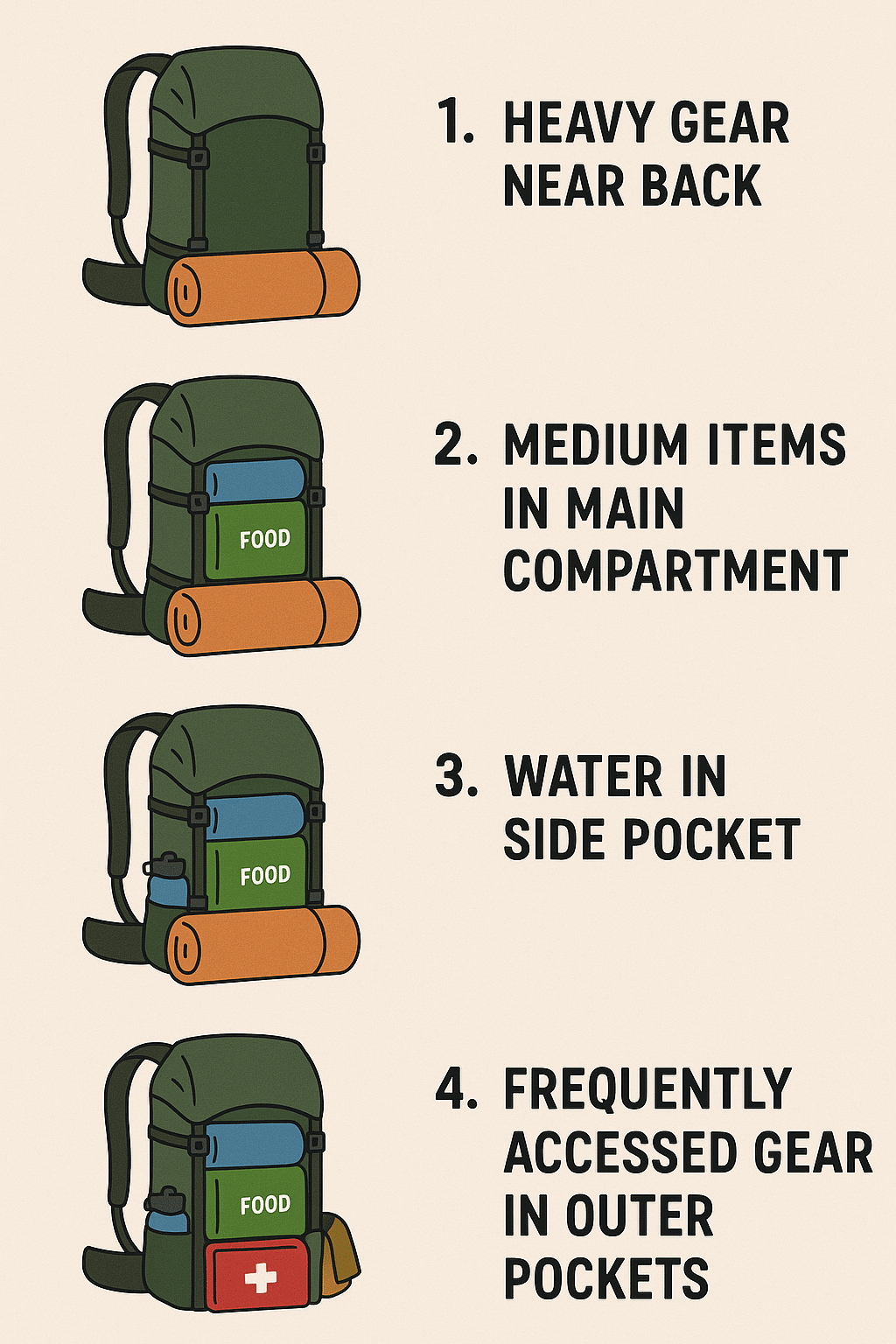 step by step packing guide for hiking backpacks reviews showing smart gear placement