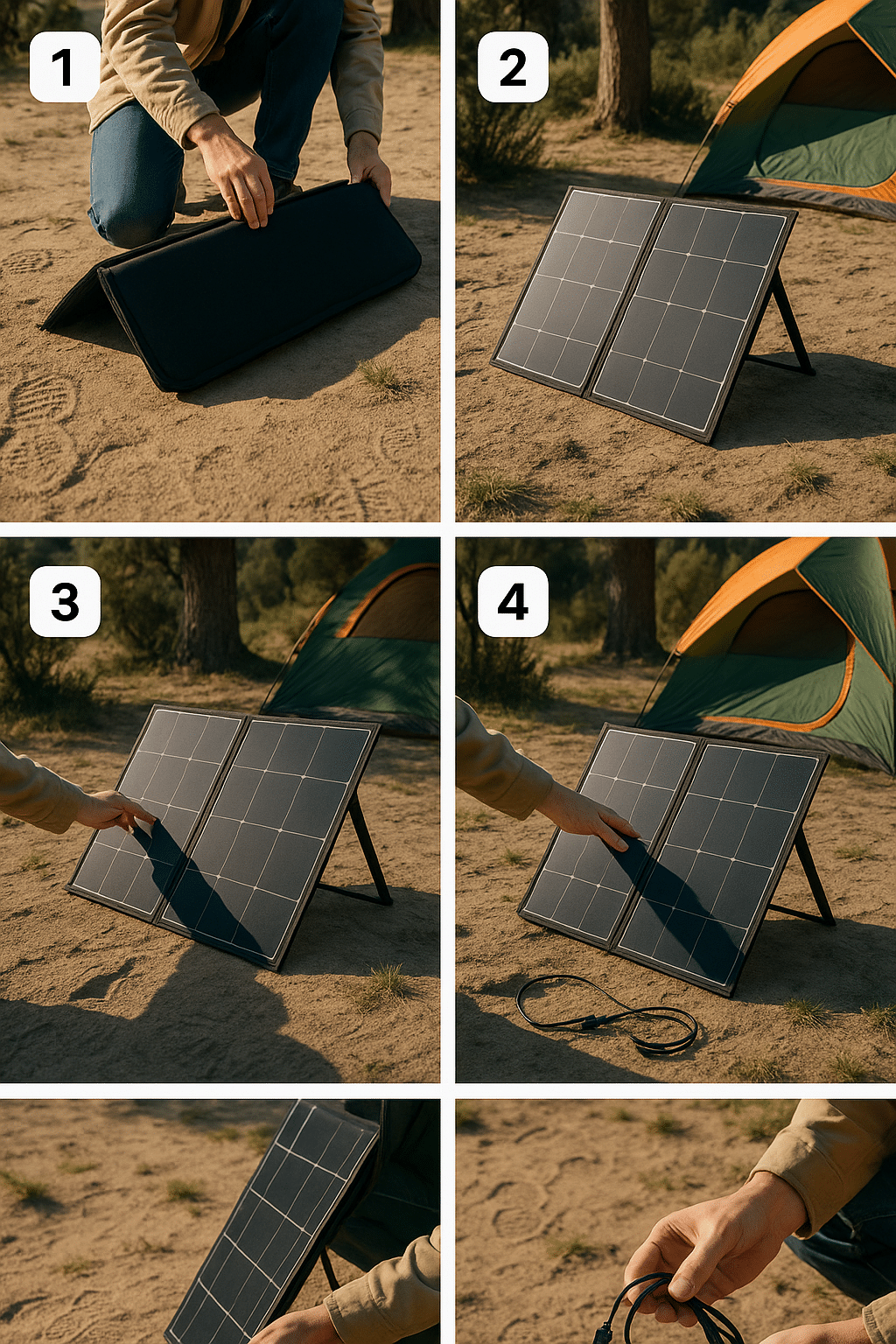 step by step portable solar panels camping setup guide outdoors