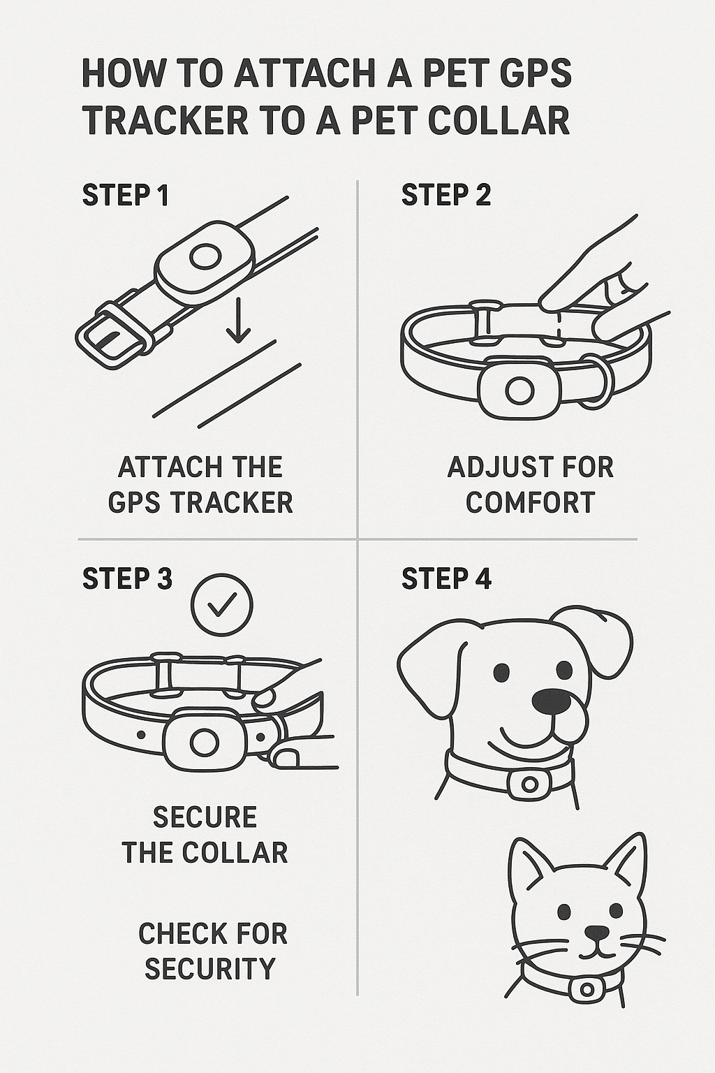 steps to attach pet gps tracker to different pet collars for secure fit