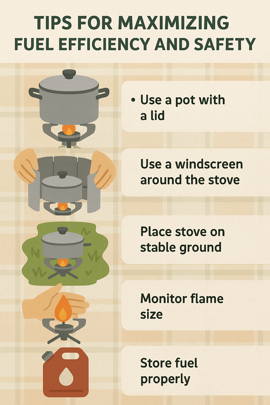 tips for fuel efficiency and safety using portable camping stove outdoors