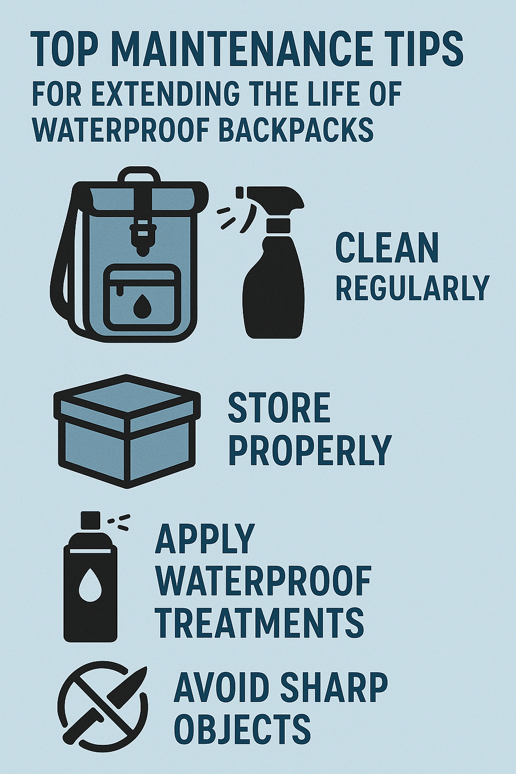 waterproof backpacks maintenance tips infographic for outdoor enthusiasts gear care
