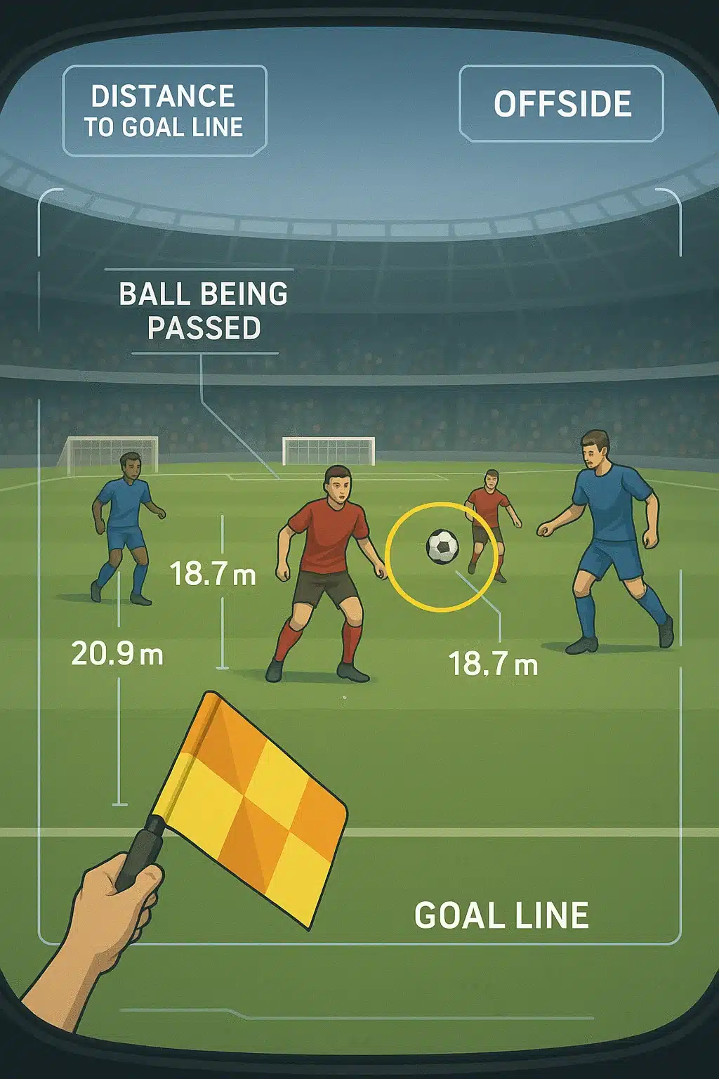 5 Essential Facts About Soccer Offside Rule Every Fan Should Know 6 AR style visualization of soccer offside rule referees headset view