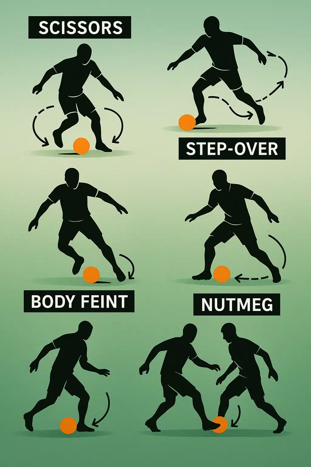 6 Powerful Ways How to Dribble Soccer Ball Like a Pro 3 Diagram of top dribbling techniques demonstrating how to dribble soccer ball like a pro