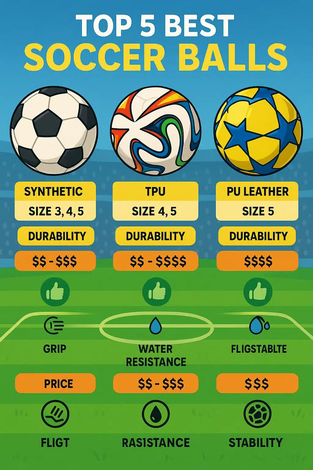 9 Best Soccer Balls Every Soccer Ball Lover Must Own 2 best soccer balls comparison infographic with key features and ratings for soccer ball lovers