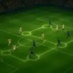 bold soccer 4 3 3 tactics formation with players in motion on soccer field aerial view