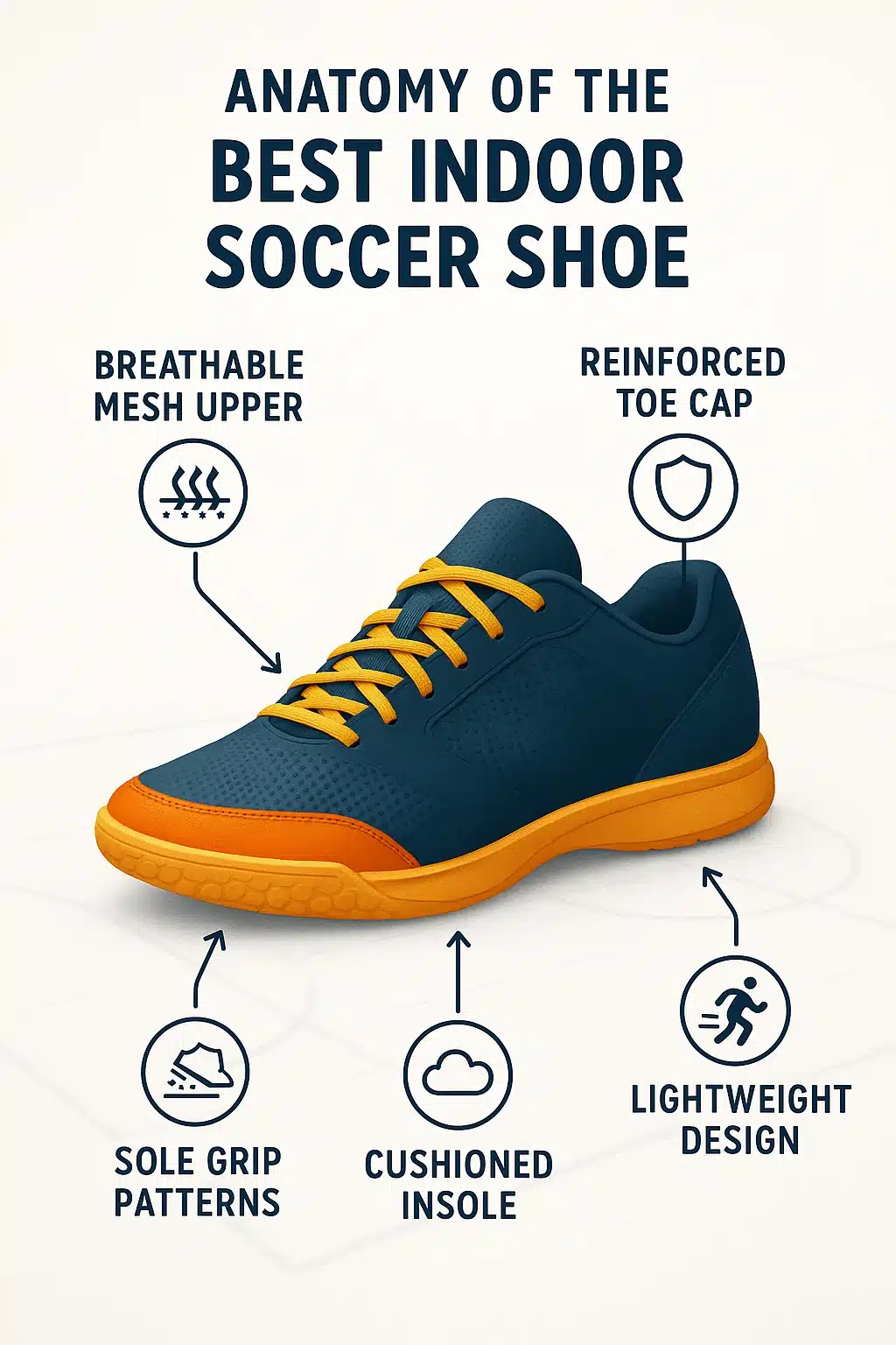 diagram showcasing best indoor soccer shoes key features for soccer ball lovers