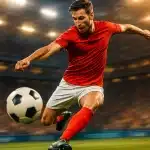 dynamic action shot of soccer player executing a perfect shot representing soccer shooting drills passion