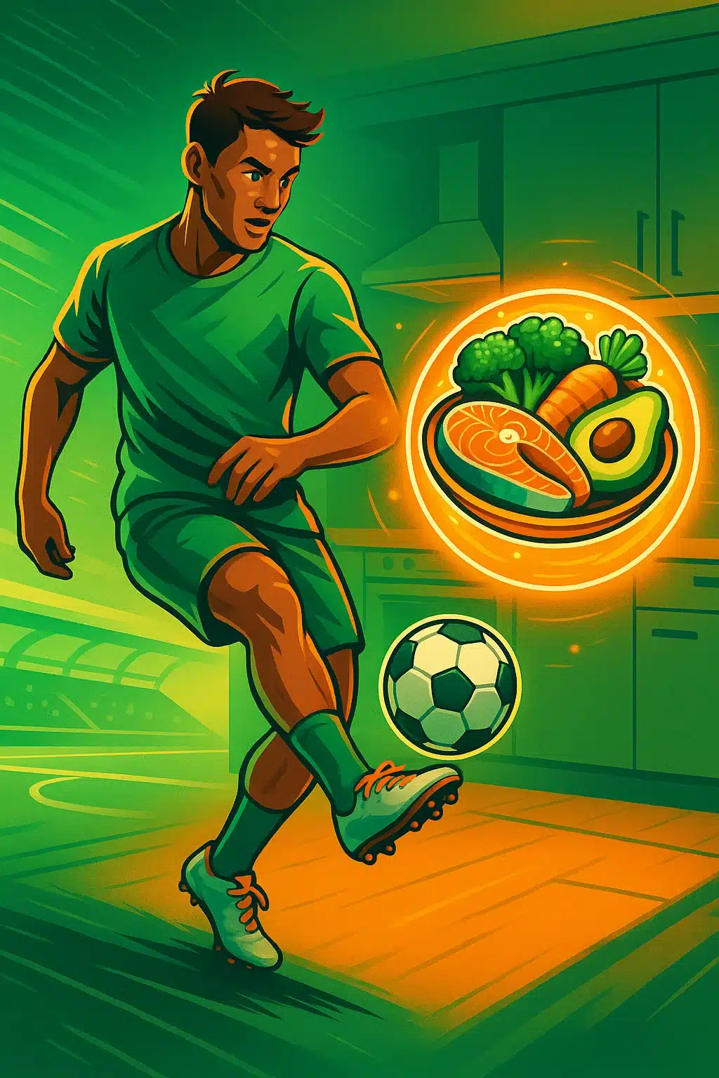 dynamic soccer player diet concept blending nutrition and soccer ball performance for soccer ball lover