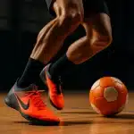 9 Best Indoor Soccer Shoes Every Soccer Ball Lover Must Try 8 dynamic soccer player wearing best indoor soccer shoes on indoor court for soccer ball lovers